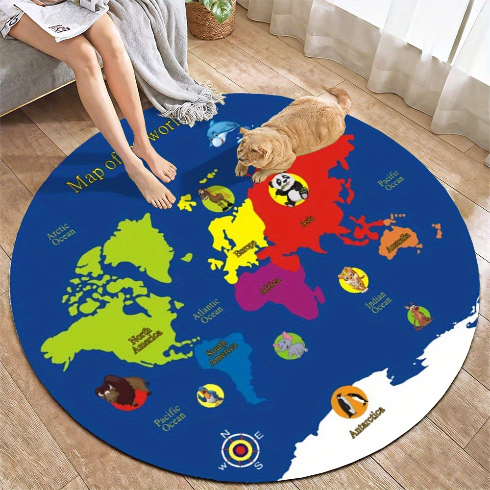 World Map Round Rug Flannel Ed - Kids Education World review and price