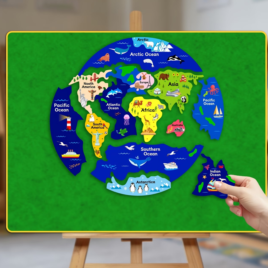 Kids World Map Felt Puzzle, In - Kids Education World review and price